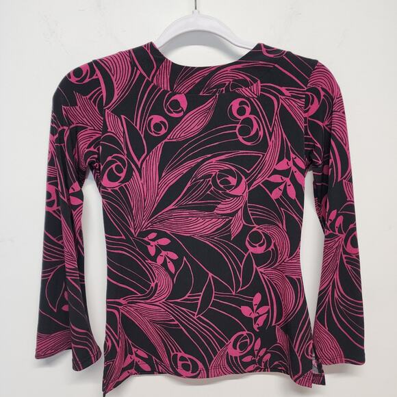 Vintage Y2K Flare Sleeve Top Size L Psychedelic V-neck Runs Small Un Deux Trois - Picture 12 of 12